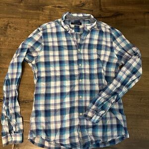 Zara Blue and White Casual Button Down Shirt